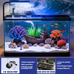5-Gallon Transparent Large Aquarium with Cover, Clip Lamp Ready, Ecological Turtle Tank for Aquascaping & Mini Landscape outdoorfun
