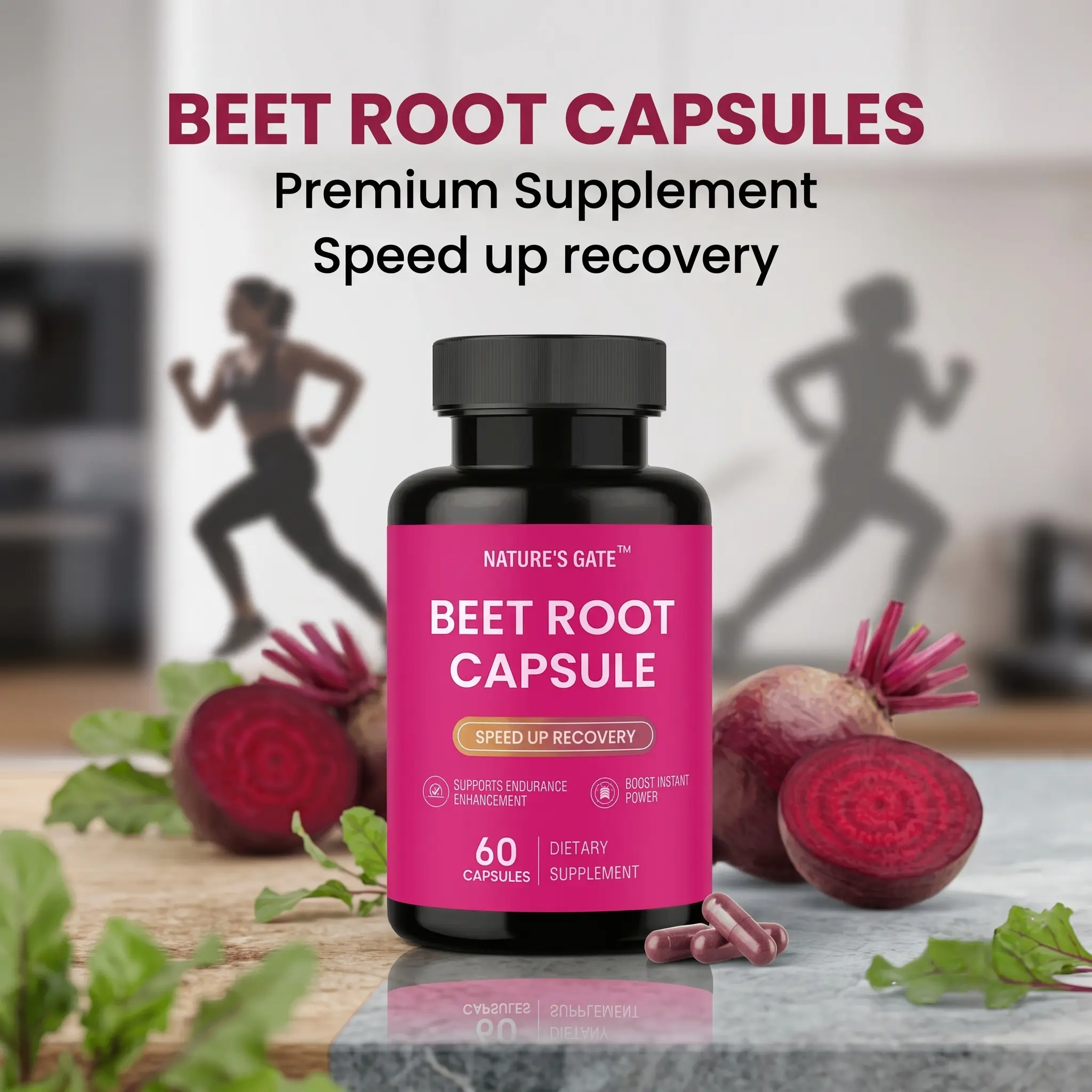 Organic superfoods beet root capsules - beetroot for blood flow and circulation, energy and overall health Nitric Oxide Booster - Supports Endurance, Natural Energy& Post-Exercise Recovery