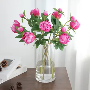Mother's Day 2 Heads Artificial Peony Bouquet Real Touch Faux Peony Flowers Premium Elegant Fake Floral Arrangement Perfect Gift for Mom Ideal for Home Wedding Table Decor Bedroom Living Room Centerpieces Party Photography Props Stylish Long Last