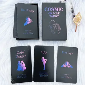 Love Oracle Cards,Tarot Cards for Beginners Twin Flame Tarot Cards,Oracle Cards Decks with Meanings on Them Soulmate to Romantic Relationships Oracle Cards Tarot Card Game (Black (2.75" × 4.72")