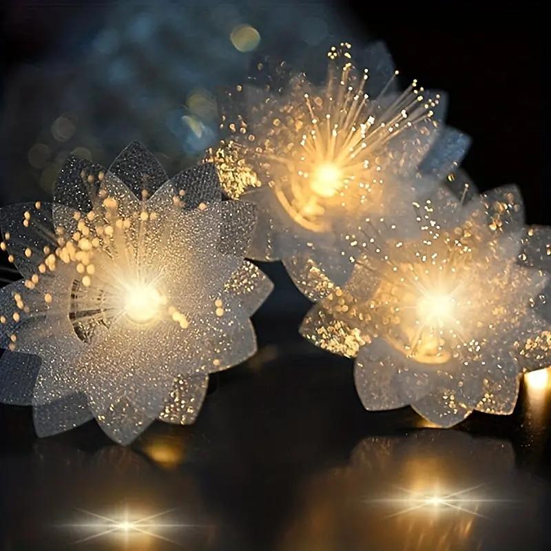 Fiber Optic LED Flower String Lights, Waterproof and Dustproof, Decoration for Balcony and Garden, Small Colored Lights for Festive Atmosphere Creation