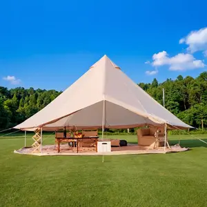 13.1FT 4-Season Bell Yurt tent, Waterproof Glamping Shelter with Stove Jack, 8-Person Family Dome for Outdoor Camping & Parties