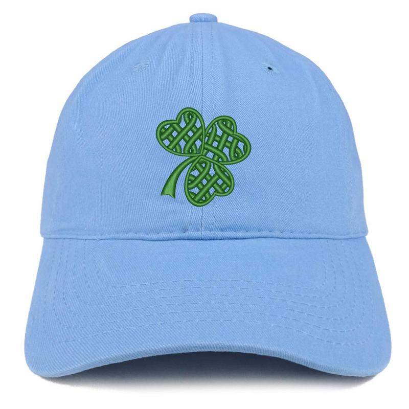 Trendy Apparel Shop Celtic Clover Embroidered 100% Cotton Adjustable Cap Dad Hat