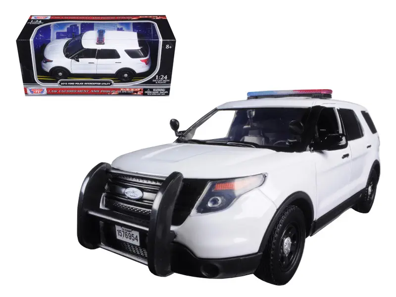 2015 Ford Police Interceptor Utility Unmarked White 1:24 Diecast Model Car by Motormax