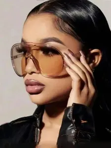 Unisex Fashion Versatile Color-Changing Lens Large Frame Sunglasses, Daily Casual Sun Glasses, Outdoor Activity Stylish Accessory