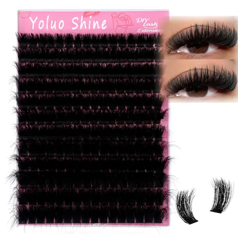 Soft Fluffy Lash Clusters Thick 12-25mm Volume Eyelash Clusters 280D Wispy Individual Lashes Long Full D Curve Cluster Eyelash Extensions DIY Lash Extension for Beginners Makeup, back to school
