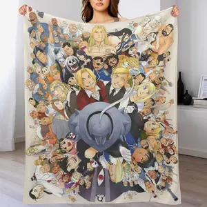 Cartoon Anime Fullmetal Alchemist Blanket Super Soft Throw Blanket Flannel Fleece Lightweight Bed Blanket All Season