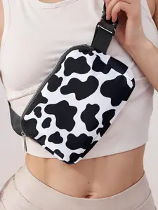 Fashionable Cow Print Fanny Pack, Crossbody Fanny Pack, Casual Versatile Zipper Chest Bag for Women, Trendy All-match Sling Bag for Daily Use