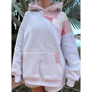 Pearl Grey Margo Quilted Patchwork Hoodie