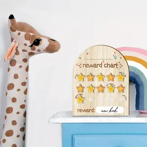 1pc Wooden Reward Chart Board Decorative Sign with Detachable Accessories, Chore Reward Good Behavior Training Tracker Responsibility Chart Behavior Goals