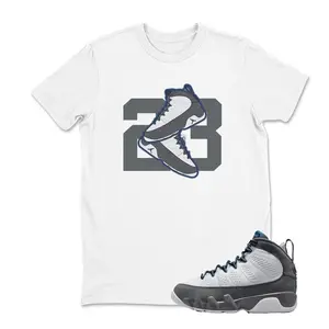 Number 23 Jordan 9 Flint Grey Matching Sneaker Tee Shirt White, Jordan 9 Flint Grey  Matching Sneaker Tee Shirt, Hoodie, Sweatshirt
