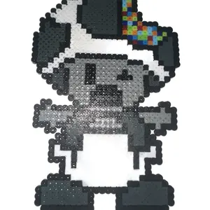 Gray and white Mushroom man perler
