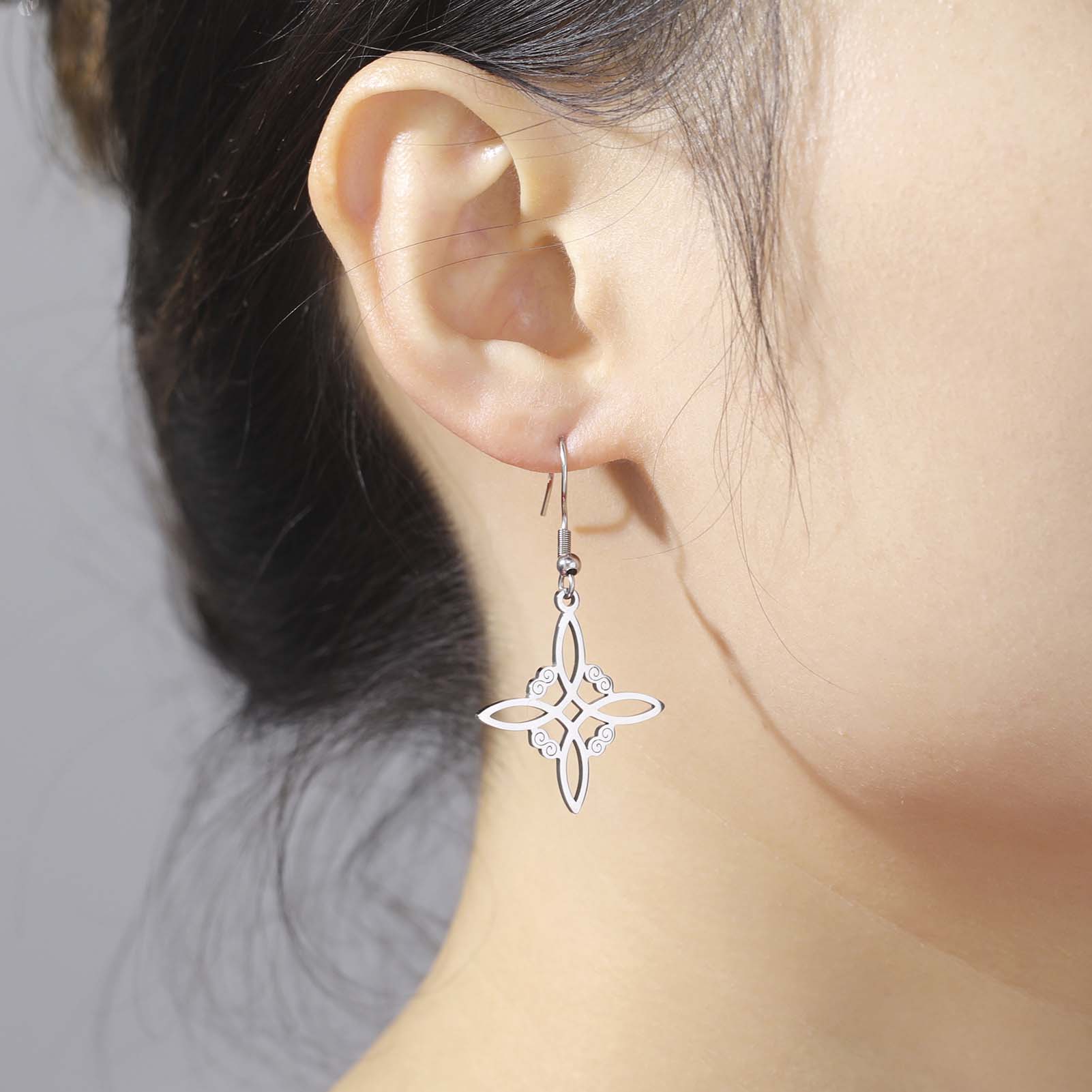 Irish knot ear hooks, stainless steel symmetrical ear hooks, women's everyday wear gift