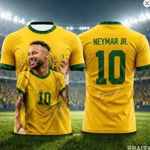 Summer Unisex Neymar Fan Tee 2026 Soccer Match Cheer Clothes Classic Jersey For Adults And Children Match Day Outfit
