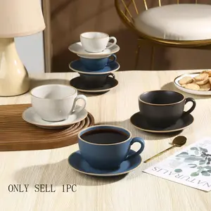 Ceramic Coffee Cup Set, 1 Set Including 6 Counts Coffee Cups & 1 Count Saucer, Tea Cup Set, Coffee Shop Office Tea Set, Coffee Cups Gift, Coffee Drinkware