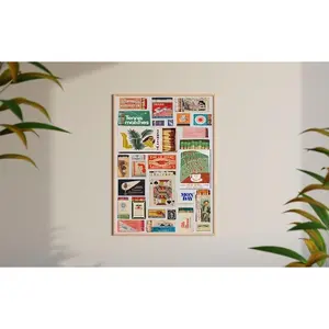 Matchbox Print, Trendy Matches Poster, Retro Matchbook Wall Art, Funky Red Aesthetic Print for Apartment UNFRAMED