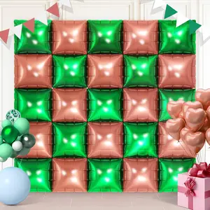 Green and Brown Square Foil Balloons 25 Pcs Metallic Green and Brown Balloons Wall Backdrop for New Year Graduation Birthday Bridal Shower Party Arch Backdrop Decorations