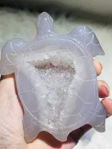 1count Natural druzy agate turtle carving nice druzy
