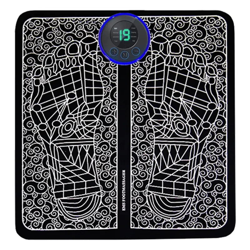 Electric Foot Massager Pad - PU Material, Digital Display, Rechargeable, Compact Folded, Easy Control, Multiple Modes for Home Fitness Relaxation