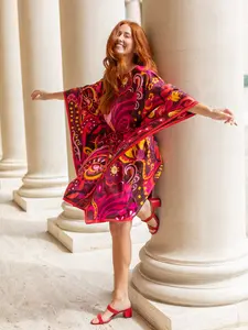 SERENA silk caftan Bonanza Red
