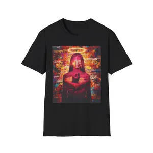 Saint with Halo Illustration T-Shirt | Neon Graffiti Portrait - Original Graphic Art created by seller