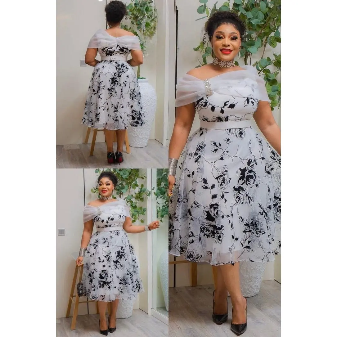 White Off-Shoulder Embellished Twirl Skater Midi Dress Wedding Guest Cocktail Party Dinner Birthday Photoshoot