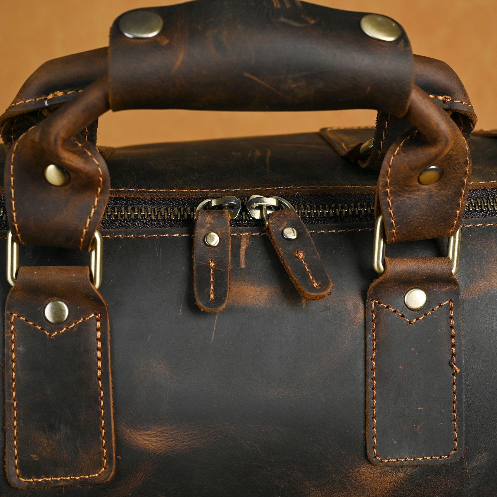 "Men's Vintage Faux Leather Duffel Bag Large Capacity Weekender Travel Luggage"