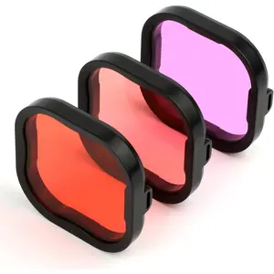 Underwater Camera Dive Filters for GoPro Hero 8,9,10,11 and 12 Black Protective Housing Lens Cover in Red, Light Red, and Magenta, Professional Color Correcting Photography Acces,Sory