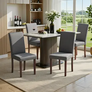 Upholstered Dining Chairs Set of 2, Tufted Parsons Design with Nail Head Trim, Solid Wood Legs and Padded Seat, Comfortable Fabric for Dining Room, Kitchen