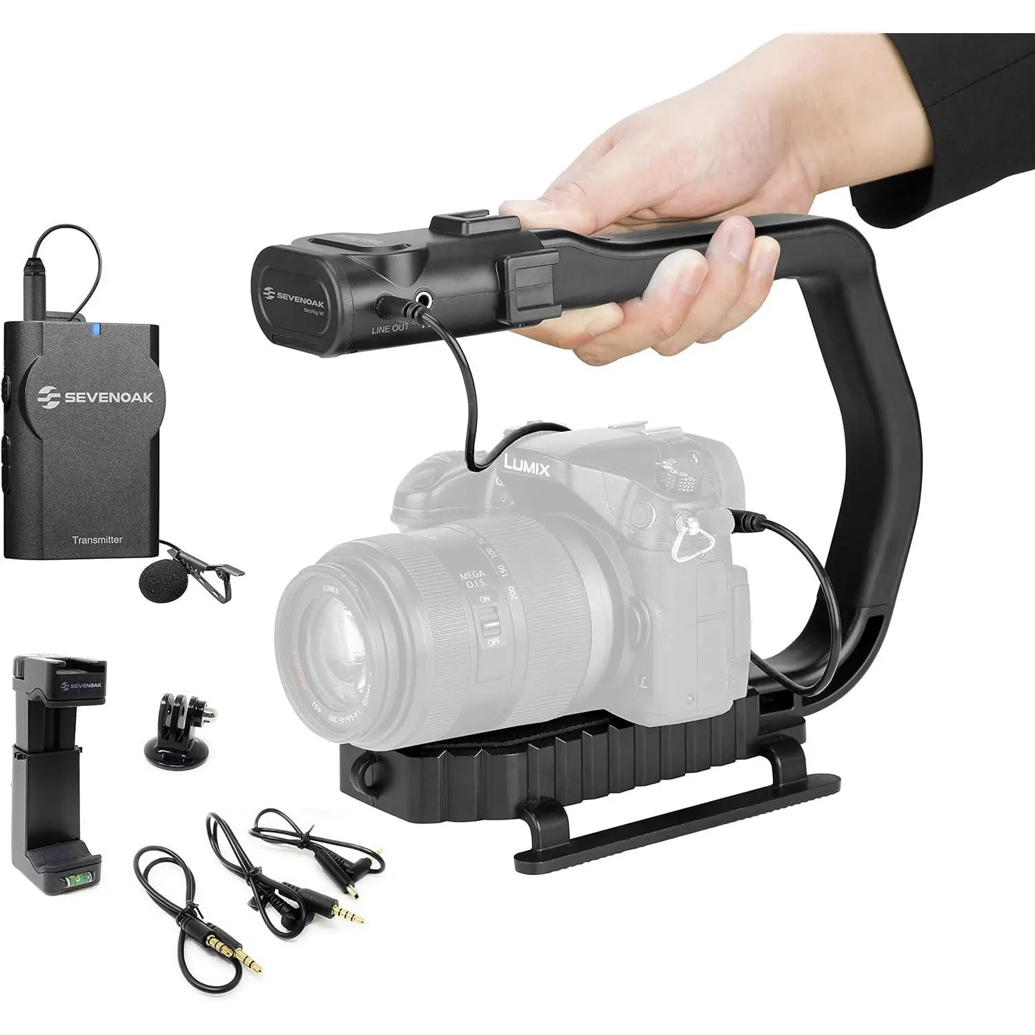 MicRig-W1  Microphone Filmmaker Kit - Video Handle Stabilizer with Built-in  Lavalier Microphone Compatible with  EOS, , ,  DSLR and Mirrorless Cameras