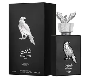 Lattafa Shaheen Silver Eau de Parfum Spray for Unisex 3.4 Ounce Woody Blended Fragrance with Bergamot & Rose Notes - Versatile & Sophisticated Unleash Radiance long lasting perfume