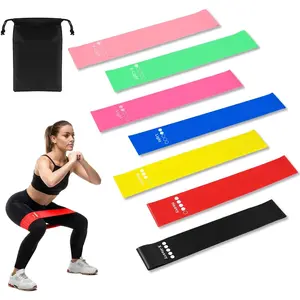 7 Pack Elastic Resistance Bands Set, Multi-Colored Workout Bands, Different Levels Exercise Band for Indoor and Outdoor Workouts, Glute and Leg Strength Training, Pilates and Yoga Practice