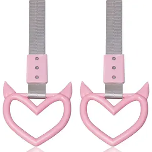 2 PCS Car Accessories Heart Handle Strap Drift Charm Hanging Ring Exterior Decoration Keychain Red Devil Style