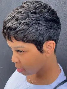 Women's Short Straight Layered Human Hair Bangs Wig, Natural, Full Machine-Made Design, Perfect for Everyday Use & Stylish Look