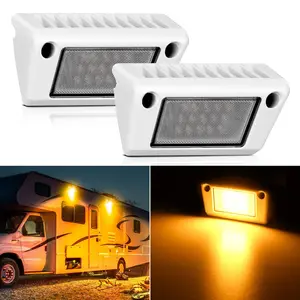 Nilight RV Exterior Light 2PCS 5 Inch Amber Beam Porch Lights White Aluminum fathersdaygift