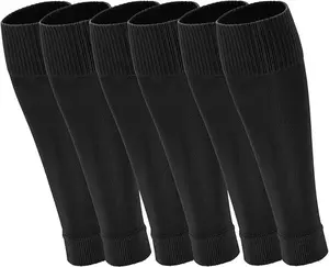 3 Pairs Leg Sleeves Pre-cut Soccer Sleeves Compatible with Grip Socks Shin Guards Sleeves for Soccer Football