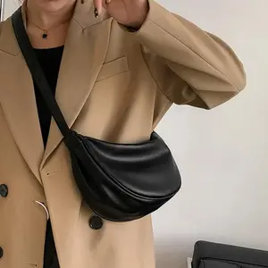 2026 New Fashion Designer Women's Soft Leather Half Moon Hobo Bag - Casual Wide Shoulder Messenger Bag, Good Price Brand Handbag for Women