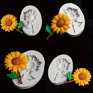 1pc Sunflower Liquid Silicone Reusable Mold for DIY Chocolate Candy Sugar Craft Gum Paste Mold for Shower Toy Cake Cupcake Decorating Baking Polymer Clay Resin Mould