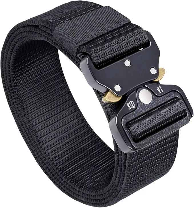 Men's Tactical Belt, Rigger Belt, Utility Nylon Web Waist Work Belt for Men with V-ring Quick-Release Buckle