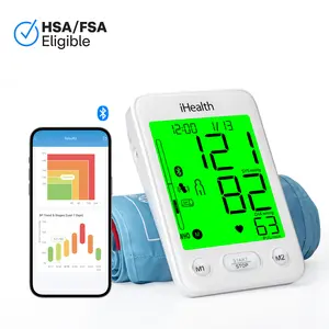 iHealth Bluetooth Blood Pressure Health Monitor - HSA/FSA Eligible, Color-Coded Display, Cloud Storage, Body Movement Detection, Portable Healthcare Kit