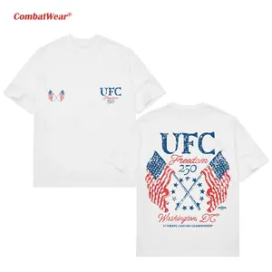 Men’s UFC Freedom 250 Flags T-Shirt – White House UFC Graphic Tee, UFC Champions Merch Shirt, Cotton Short Sleeve Round Neck Casual Streetwear Top, Sports Fan Outfit, Camiseta Verano