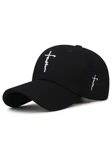 Unisex Baseball Cap with Faith Embroidery and Cross Pattern, Adjustable Snapback Cap Sun Hat for Spring and Fall Outdoor Travel Beach Vacation