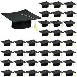 Bulk Kids Black Felt Elementary School Graduation Caps with Tassel for 36
