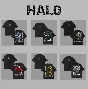 [Collection] 6 Design Noble Team Halo Reach, Remember Reach Unisex Washed Cotton T-Shirt, RPG graphic tees Top anime manga game merch Casual Streetwear men gifts shirts men