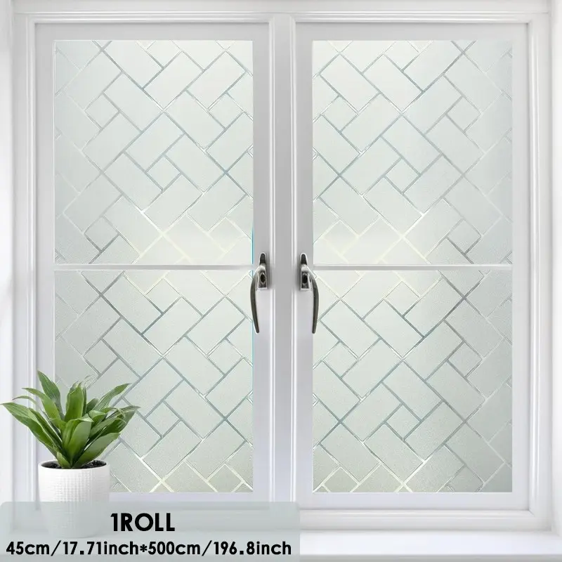 Privacy Window Film, 45cm X 500cm Frosted Glass Sticker, Static Adhesive Vinyl Cover, Window Privacy Films, Home Kitchen Living Room Bathroom Use