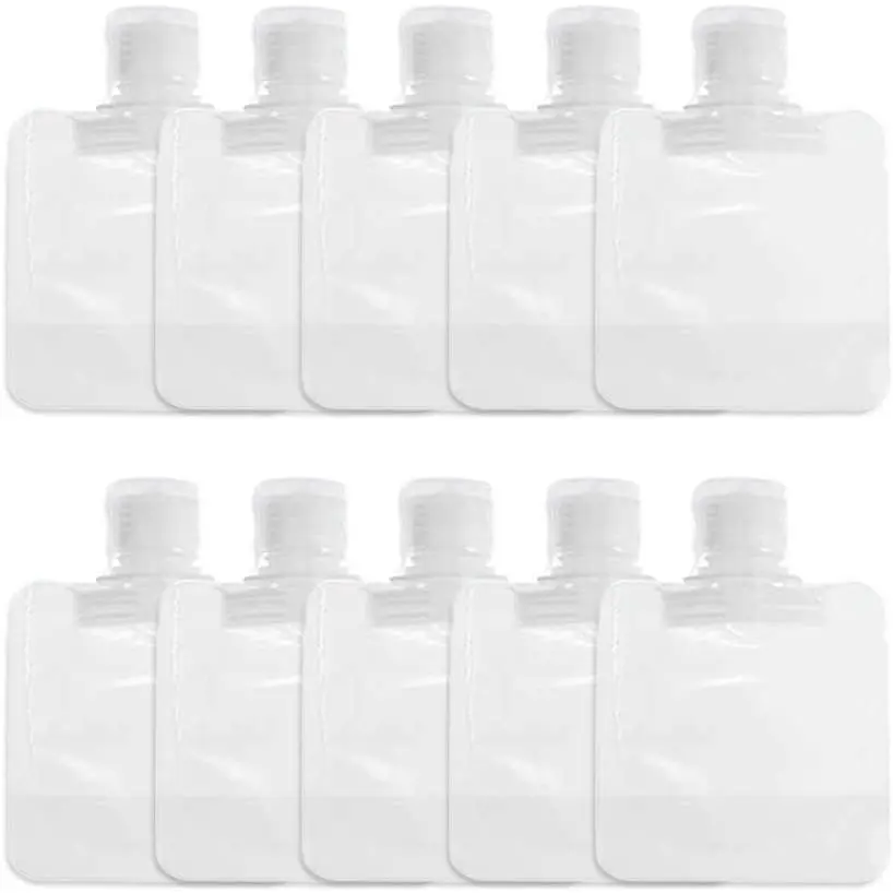 10 count Transparent Portable Fluid Packing Bags, Lotion Shampoo Shower Gel Squeezable Bags (30ml),  Clear Travel Pouches for Toiletry, Refillable Empty Squeeze Pouch, Leak Proof Travel Bag