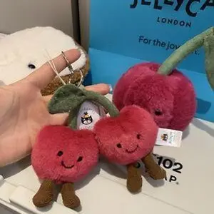 Jellycat Cherries Keychains – Stuffed Animal Keyrings, Cute Animals, Fun Gift Ideas for Kids, Birthdays and Collectors, Keychains