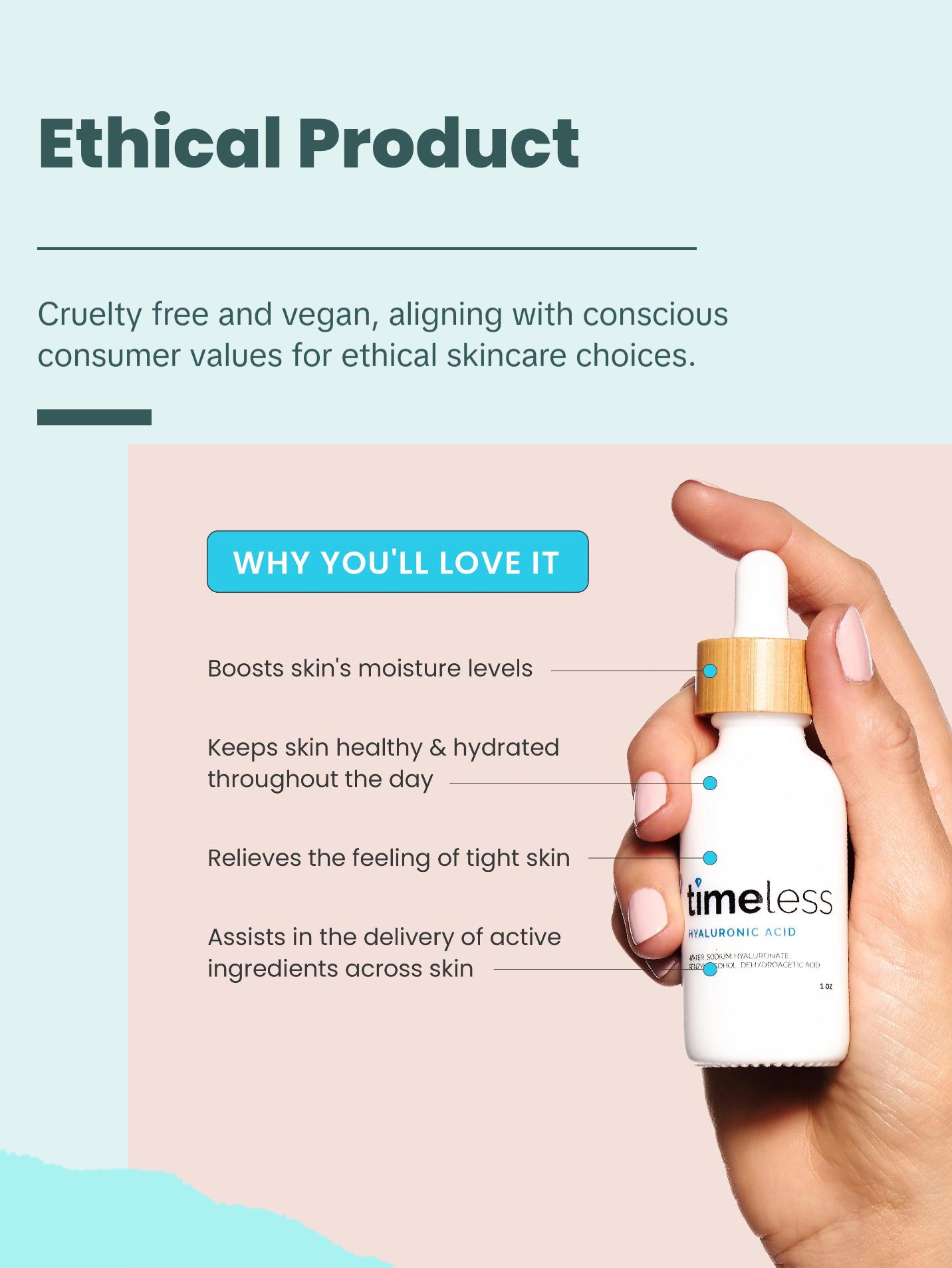 Timeless Skin Care Hyaluronic Acid 100% Pure, Hydrating Serum for Healthy, Glowing Skin (30ml)