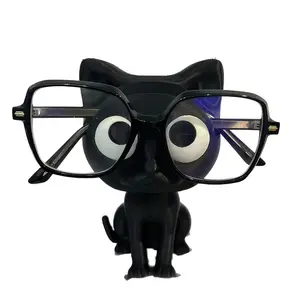 Cute Cat Eyeglass Frame & Desktop Organizer, 2-In-1 Stand and Storage, Durable Plastic, Matte Finish, Compatible with Smartphones, Phone Holder Design, Multifunctional Phone Stand