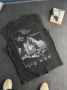 Men's Vintage Cotton Streetwear Tank Vest, Round Neck Sleeveless Casual Summer Top, Fitted Fashionable Design, Moderate Fabric Thickness